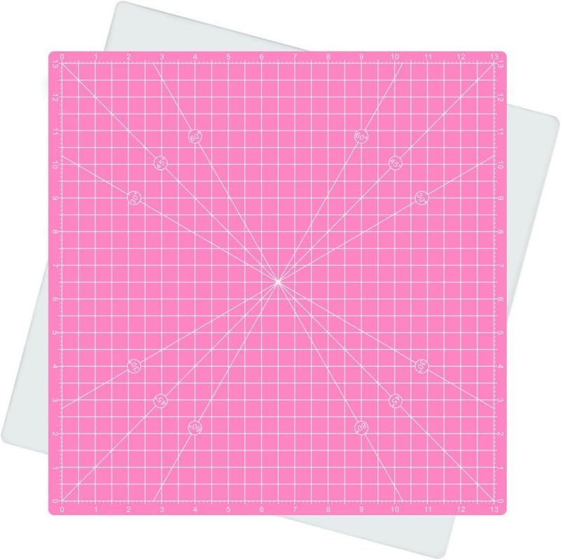 AMASEWART Rotating Self Healing Cutting Mat 14"x14" (13" Grid), Square Sewing Cutting Mat Board Perfect for Fabric Quilting & Art Projects, Pink - Image 1
